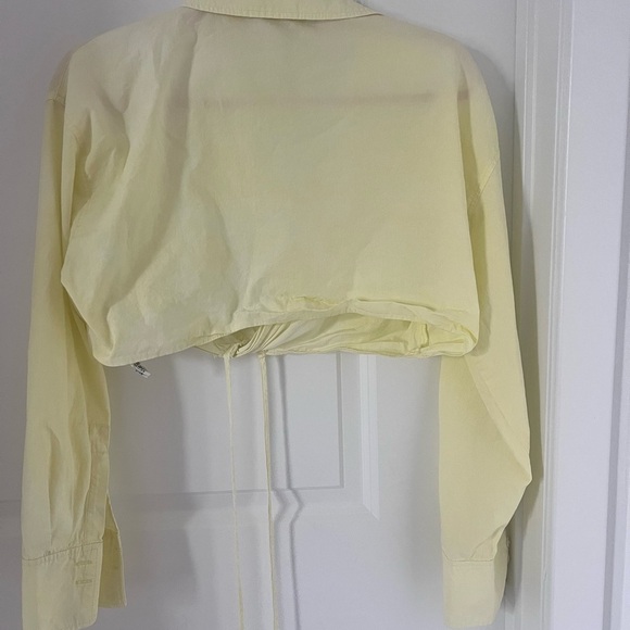 Yellow Women's Poplin Crop Top Size Large - Picture 7 of 9